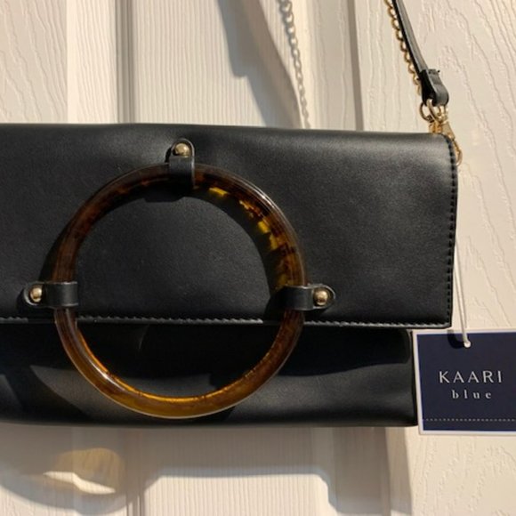 KAARI Blue Crossbody Black Purse with two Shoulder straps - Picture 6 of 12